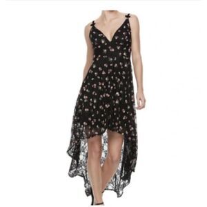 Disney Princess High Low Lace Overlay Black Floral Evening Dress Size XS